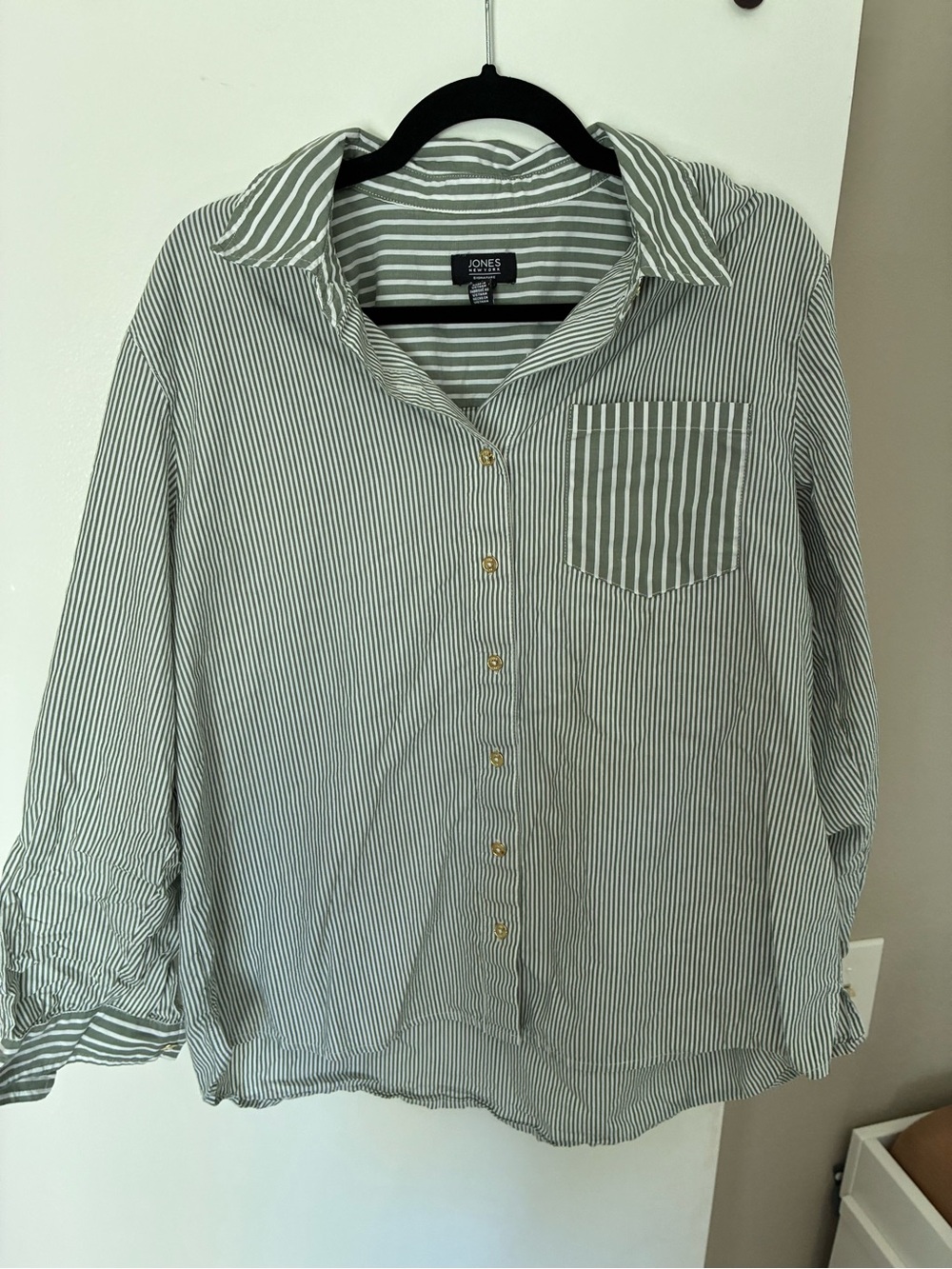 Women’s Green Stripe Button-Down Shirt